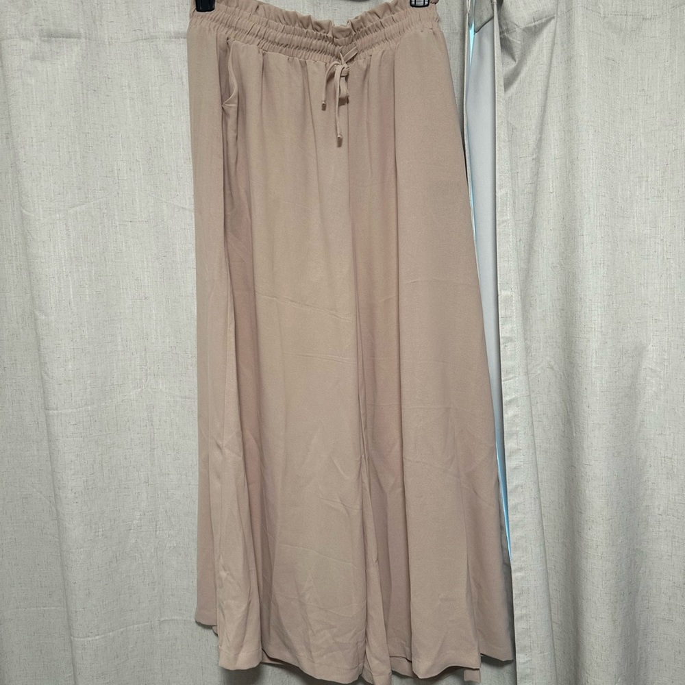 Beige Wide-Leg Pants